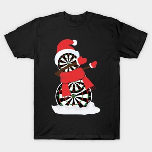 Darts Snowman Dabbing Xmas Gift For Dart Player T-Shirt